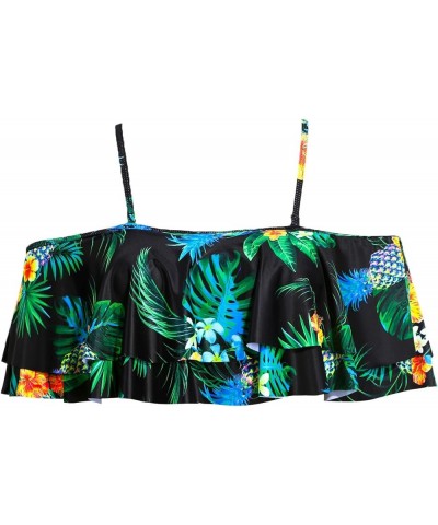 Ruffle Bikini Top Off Shoulder Swim Top Flounce Swimsuit Top for Women Pineapple $13.86 Swimsuits