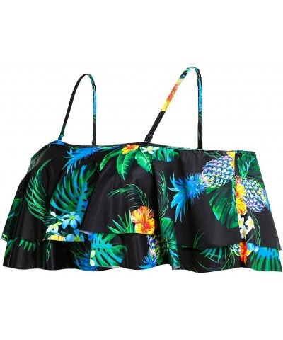 Ruffle Bikini Top Off Shoulder Swim Top Flounce Swimsuit Top for Women Pineapple $13.86 Swimsuits