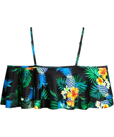 Ruffle Bikini Top Off Shoulder Swim Top Flounce Swimsuit Top for Women Pineapple $13.86 Swimsuits