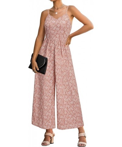 Wide Leg Jumpsuits for Women Dressy Casual 2024 Summer Rompers Smocked Sleeveless Floral Jumpers with Pockets Floral 10 $17.6...