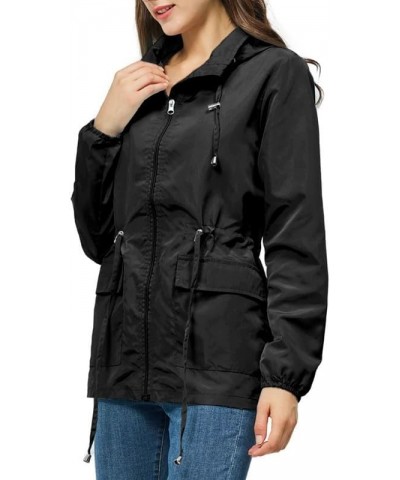 Women's Rain Jacket Waterproof with Hood Lightweight Packable Raincoat for Hiking Travel Outdoor Windbreaker with Pockets Bla...