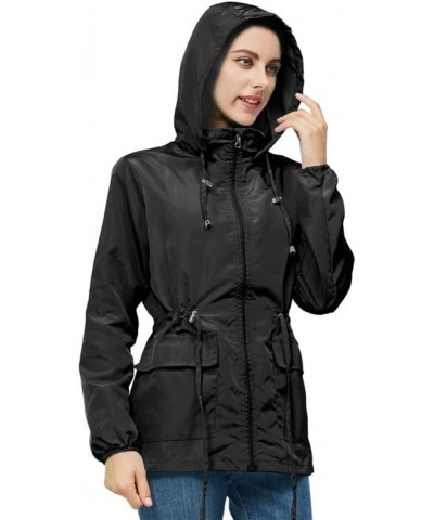 Women's Rain Jacket Waterproof with Hood Lightweight Packable Raincoat for Hiking Travel Outdoor Windbreaker with Pockets Bla...