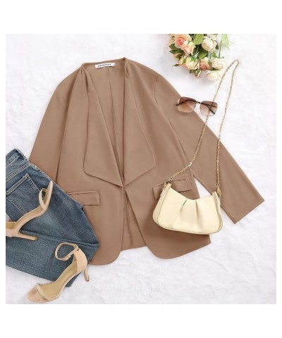 Womens Casual Blazer Jackets Roll Up Long Sleeve Open Front Work Office Business Blazers with Pockets Khaki $30.23 Blazers