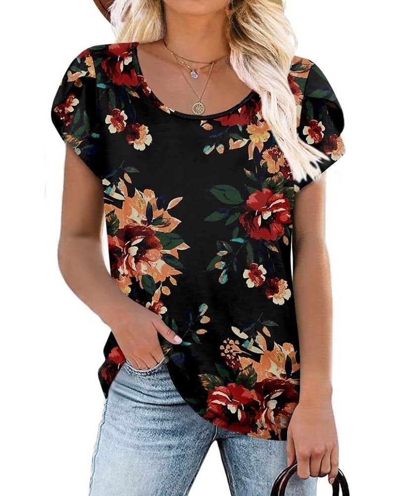 Womens Casual Short Sleeve T-Shirts Crewneck Tunic Tops Loose Comfy Tee Blouse Lightweight Cute Brown Black $14.25 Tops