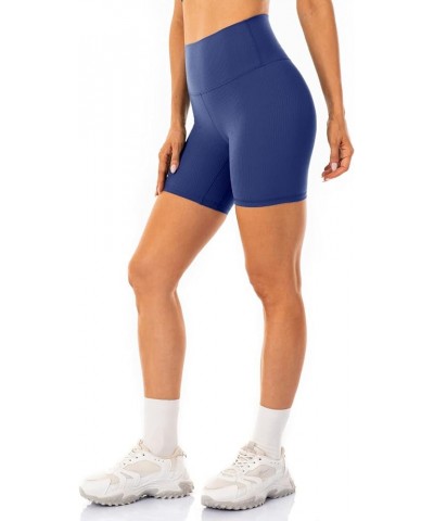 Women's Ribbed Biker Shorts 6" / 10" - High Waisted Workout Active Yoga Shorts 6 inches Royal Blue $11.19 Activewear