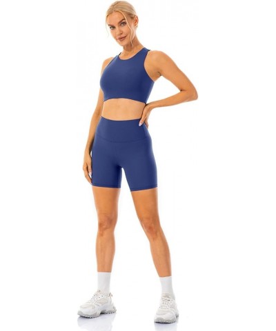 Women's Ribbed Biker Shorts 6" / 10" - High Waisted Workout Active Yoga Shorts 6 inches Royal Blue $11.19 Activewear