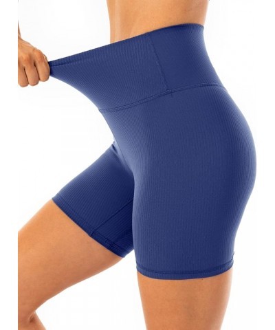 Women's Ribbed Biker Shorts 6" / 10" - High Waisted Workout Active Yoga Shorts 6 inches Royal Blue $11.19 Activewear