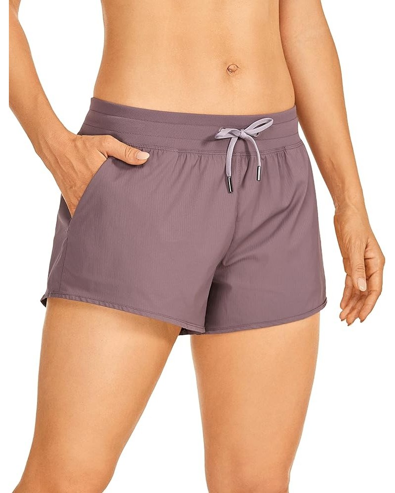 Women's 3'' Casual Summer Shorts Mesh Liner - Low Rise Drawstring Hiking Beach Swim Shorts with Pockets Mauve $13.00 Swimsuits