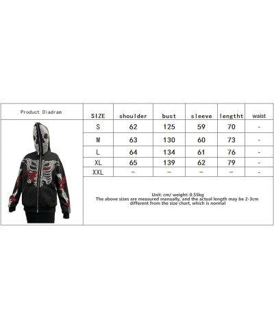 Women Men Zip Up Oversize Hoodie Gothic Skeleton Butterfly Rhinestones Graphic Sweatshirt Jacket Pullover Cardigan Streetwear...