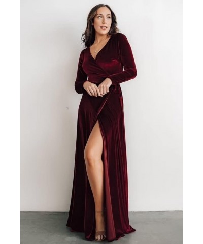 Women's Velvet Wrap Dresses V Neck Bridesmaid Dresses Long Sleeve Formal Evening Gowns Dusty Rose-long-sleeve $27.20 Dresses