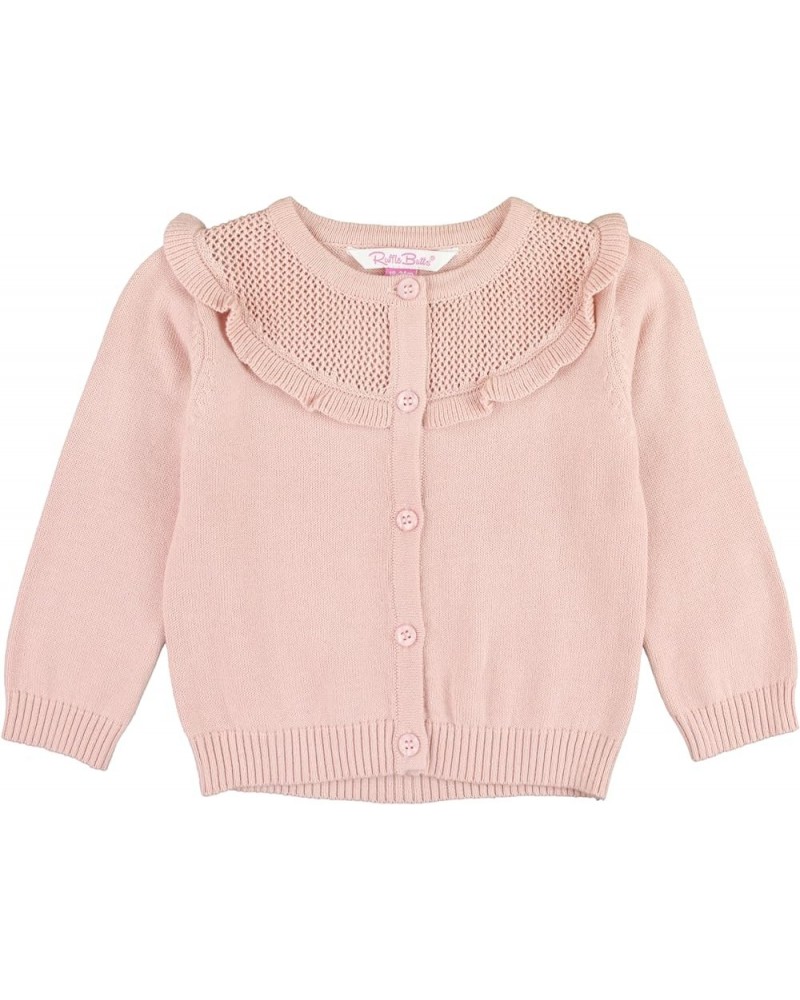 RuffleButts® Baby/Toddler Girls Ruffled Long Sleeve Cardigan Button-Up Sweater Ballet Pink $15.54 Sweaters