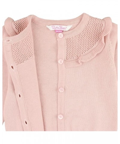 RuffleButts® Baby/Toddler Girls Ruffled Long Sleeve Cardigan Button-Up Sweater Ballet Pink $15.54 Sweaters