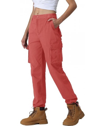 Women's Cargo Pants 6 Multiple Pockets Stretch Waisted Drawstring Casual Pants Baggy Y2K Streetwear Trousers Magenta $25.64 P...