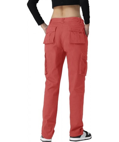 Women's Cargo Pants 6 Multiple Pockets Stretch Waisted Drawstring Casual Pants Baggy Y2K Streetwear Trousers Magenta $25.64 P...