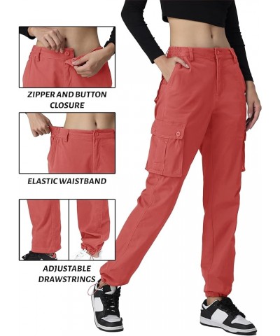 Women's Cargo Pants 6 Multiple Pockets Stretch Waisted Drawstring Casual Pants Baggy Y2K Streetwear Trousers Magenta $25.64 P...