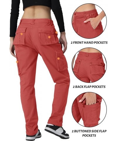 Women's Cargo Pants 6 Multiple Pockets Stretch Waisted Drawstring Casual Pants Baggy Y2K Streetwear Trousers Magenta $25.64 P...