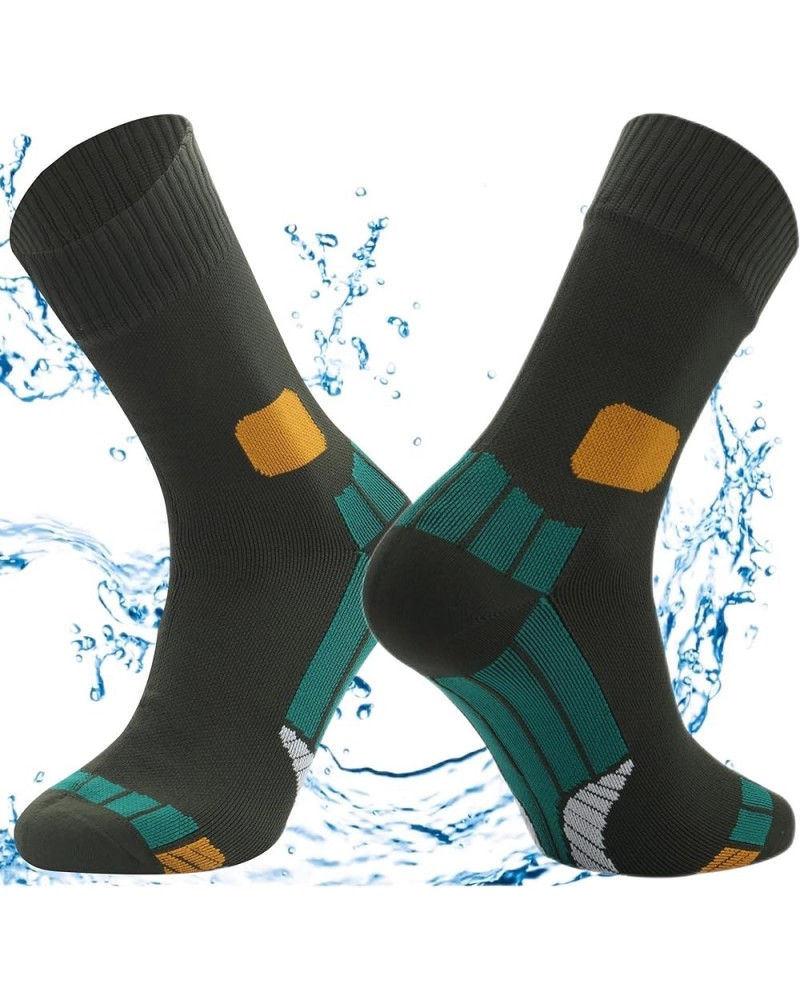 Waterproof Socks for Men & Women, Mid Crew Breathable Hiking Socks Army Green $15.36 Activewear