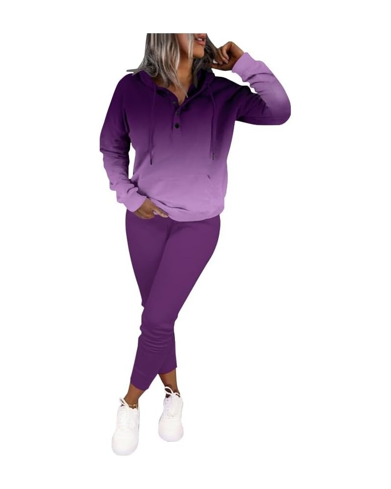 Two Piece Outfits For Women Jogging Suits Casual Sweatsuits Jogger Z513-gradient Purple $20.24 Activewear