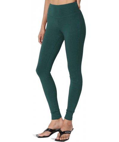 S~3X Wide Waistband Cotton Full Length Ankle Leggings for Everyday Hunter Green $9.20 Leggings