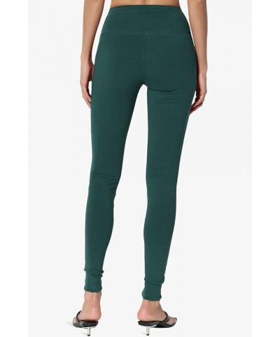 S~3X Wide Waistband Cotton Full Length Ankle Leggings for Everyday Hunter Green $9.20 Leggings