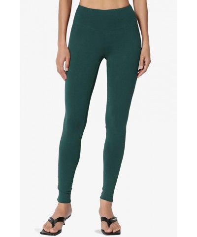 S~3X Wide Waistband Cotton Full Length Ankle Leggings for Everyday Hunter Green $9.20 Leggings