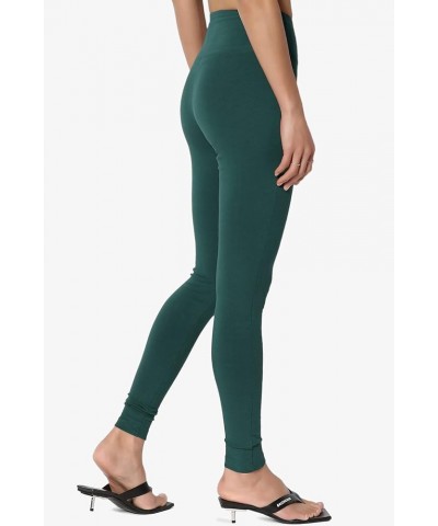 S~3X Wide Waistband Cotton Full Length Ankle Leggings for Everyday Hunter Green $9.20 Leggings