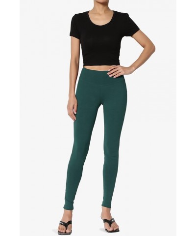 S~3X Wide Waistband Cotton Full Length Ankle Leggings for Everyday Hunter Green $9.20 Leggings