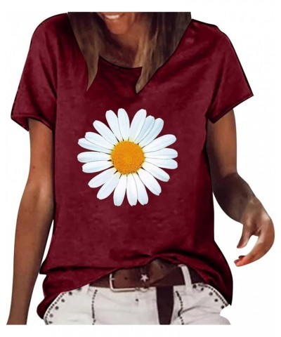 Summer Tshirts for Women 2024, Women's Short Sleeve Blouse Daisy Floral Print Basic Summer Tee Shirts Floral Tops for Women -...