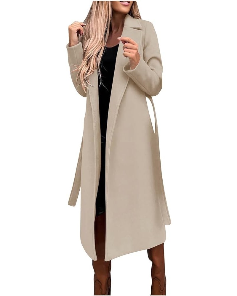 Plus Size Trench Coats for Women Fall Winter Business Casual Oversized Jackets Long Sleeve Lapel Collar Wool Coat Z01-beige $...