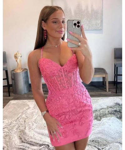 Spaghetti Strap Tight Homecoming Dresses for Teens 2023 Short Lace Appliques Prom Cocktail Dress Red $40.00 Dresses