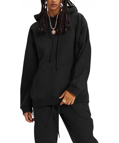 Womens Fleece 2 Piece Outfits Sweatsuit Crop Top And Pants Hoodie Tracksuit Set 0black $26.94 Activewear