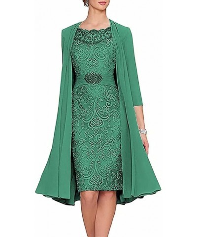 Women's Lace Mother of The Bride Groom Dress with Jacket Emerald Green $53.75 Dresses