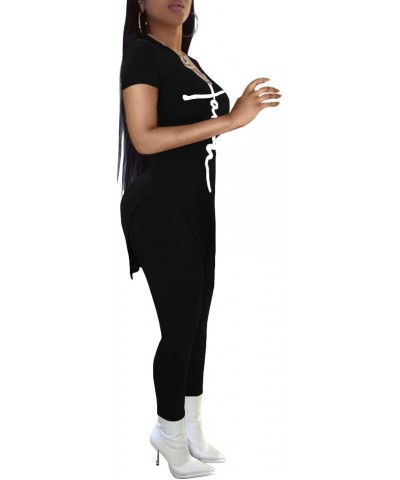 Womens Two Piece Outfits Fall Sets Sweatsuits Loungewear Workout Matching Tracksuit Black 6572black Printa $11.79 Activewear