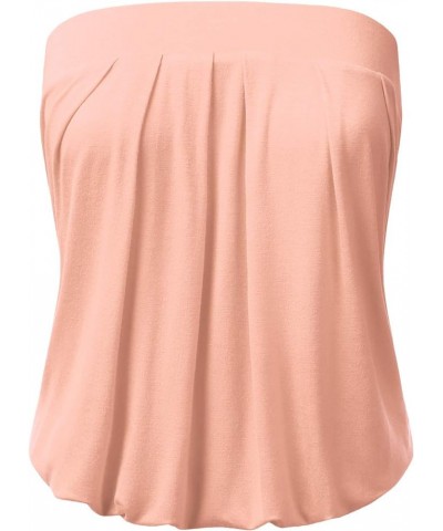 Womens Basic Sleeveless Pleated Tube Top Awttsl0103_lightpink $10.80 Tanks