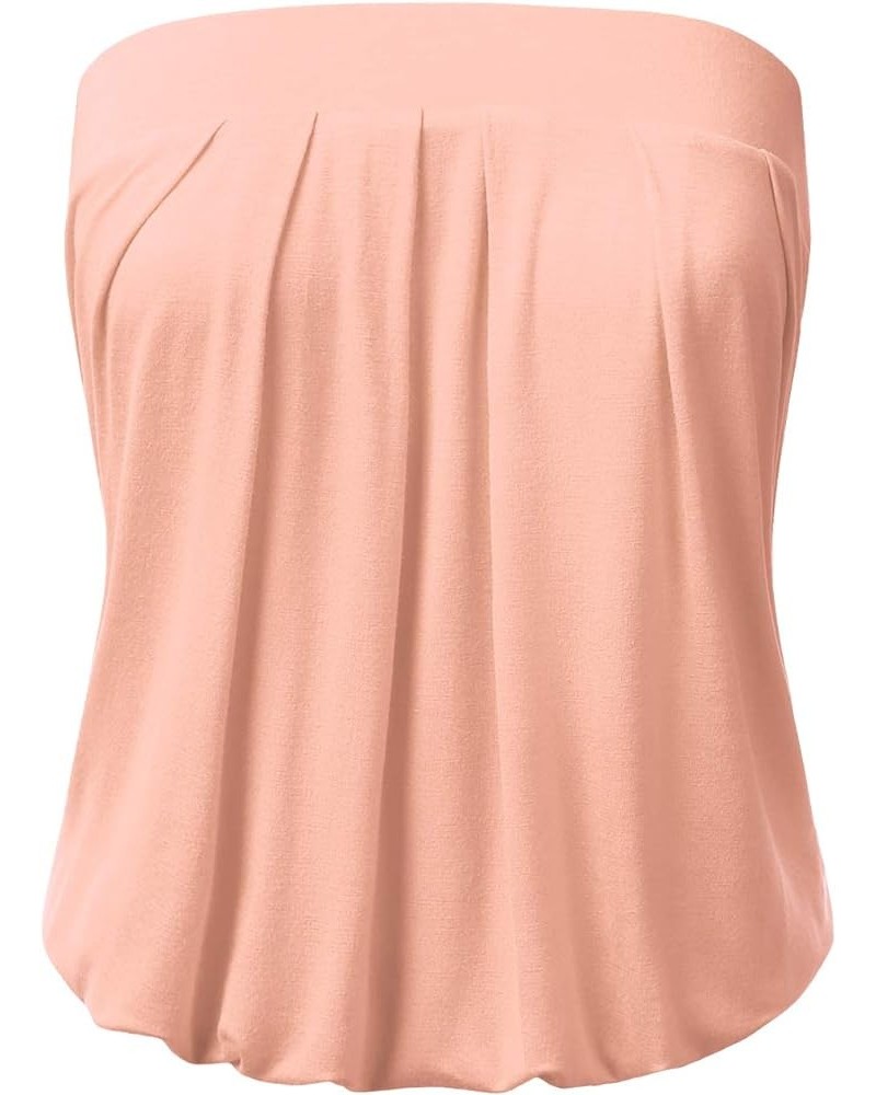 Womens Basic Sleeveless Pleated Tube Top Awttsl0103_lightpink $10.80 Tanks