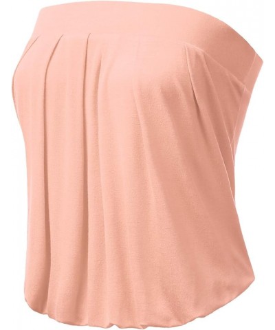 Womens Basic Sleeveless Pleated Tube Top Awttsl0103_lightpink $10.80 Tanks