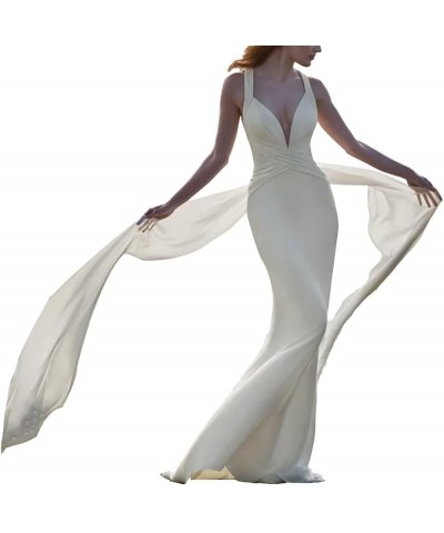 Women Simple Strapless Sweetheart High Side Slit Wedding Dress Floor Length Bridal Gown G Ivory $42.24 Dresses