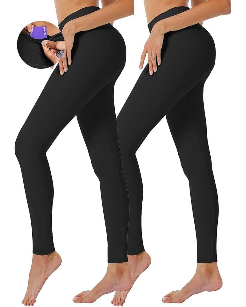 2 Pack Seamless Leggings for Women - High Waist Yoga Pants with Pockets Workout Athletic Pants Gym Yoga Pants Black-black $10...