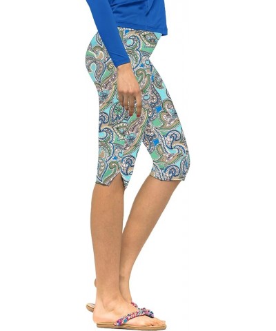 Women UPF 50+ Beach Board Shorts Pants Swimsuit Bathing Swim Rash Guard Yoga Bottom (RSP) Blue Gold Spot $10.15 Swimsuits