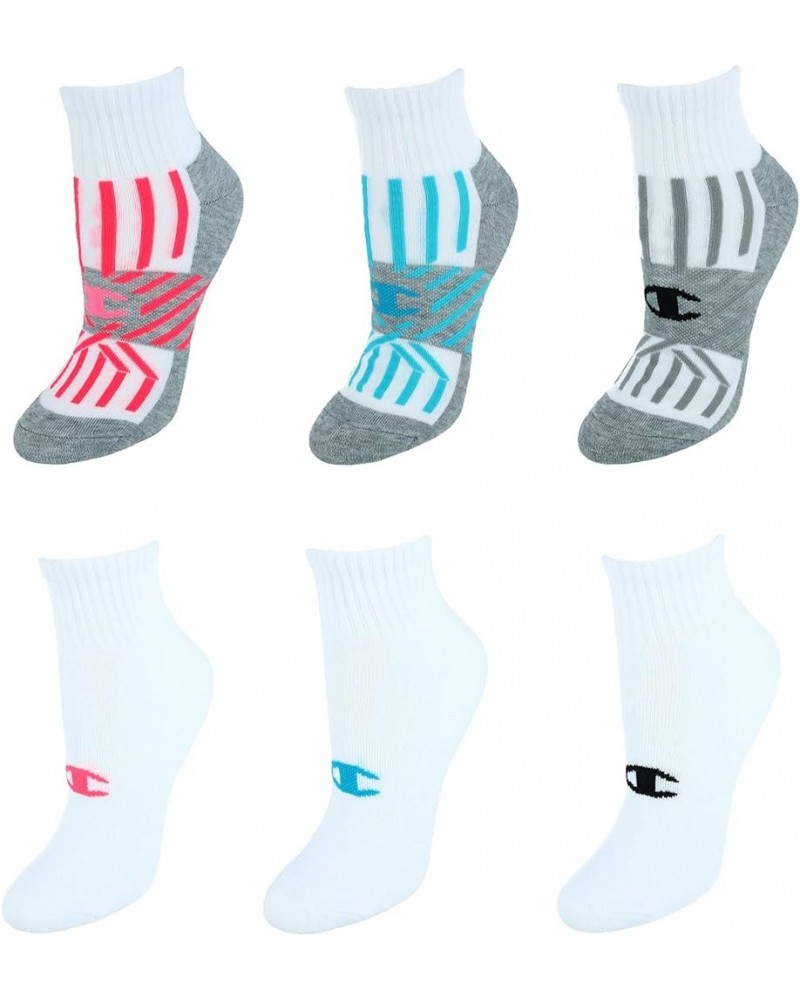 Women's Ankle (Pack of 6) White/Blue Stripes $9.01 Activewear