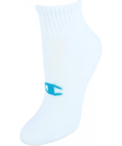 Women's Ankle (Pack of 6) White/Blue Stripes $9.01 Activewear