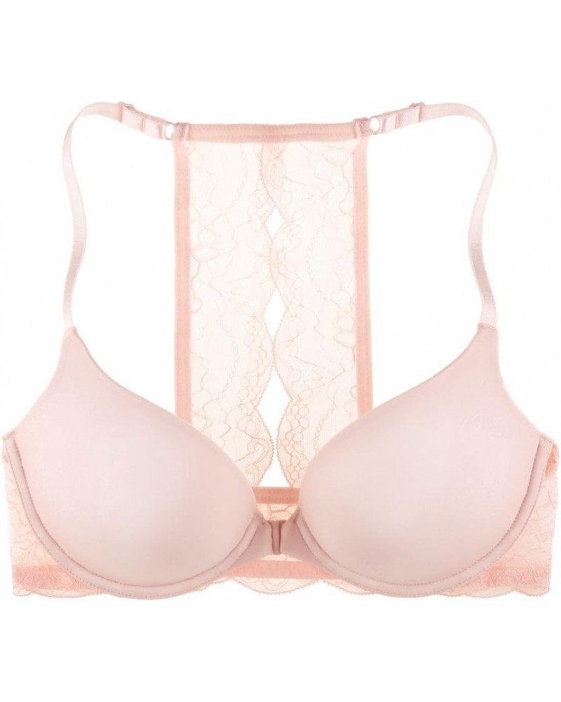 Women's Lace-Splashed Racerback Underwire Push-up Bra with Front Closure Sandstone $11.87 Lingerie