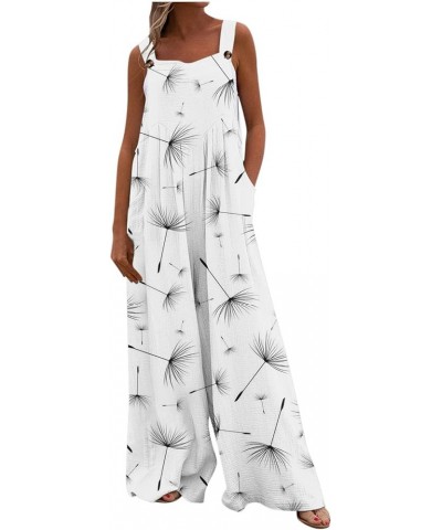 Rompers for Women Dressy, 2023 Summer Casual Wide Leg Jumpsuit Loose Fit Pants Pleated Lounge Overalls Outfits H-white $14.25...