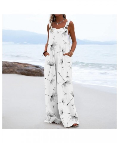 Rompers for Women Dressy, 2023 Summer Casual Wide Leg Jumpsuit Loose Fit Pants Pleated Lounge Overalls Outfits H-white $14.25...