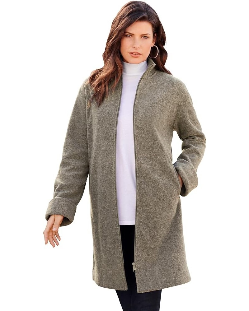 Women's Plus Size Plush Fleece Driving Coat Jacket Medium Heather Grey $33.57 Jackets