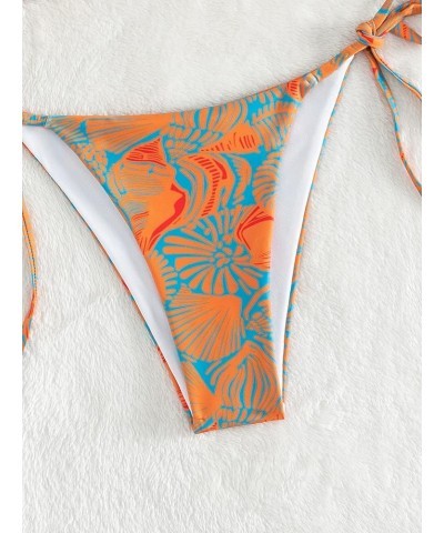 Women's Print Halter Tie Side Triangle Bikini Swimsuit Two Piece Bathing Suit Multi All Over $15.59 Swimsuits