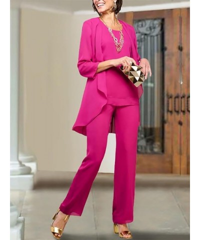 3Pcs Mother of The Bride Pants Suits for Wedding Long Chiffon Evening Gown with Jacket Formal Party Outfit Pants Suit Gold $5...