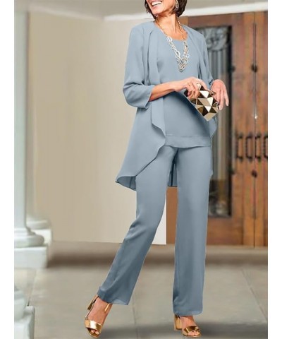 3Pcs Mother of The Bride Pants Suits for Wedding Long Chiffon Evening Gown with Jacket Formal Party Outfit Pants Suit Gold $5...