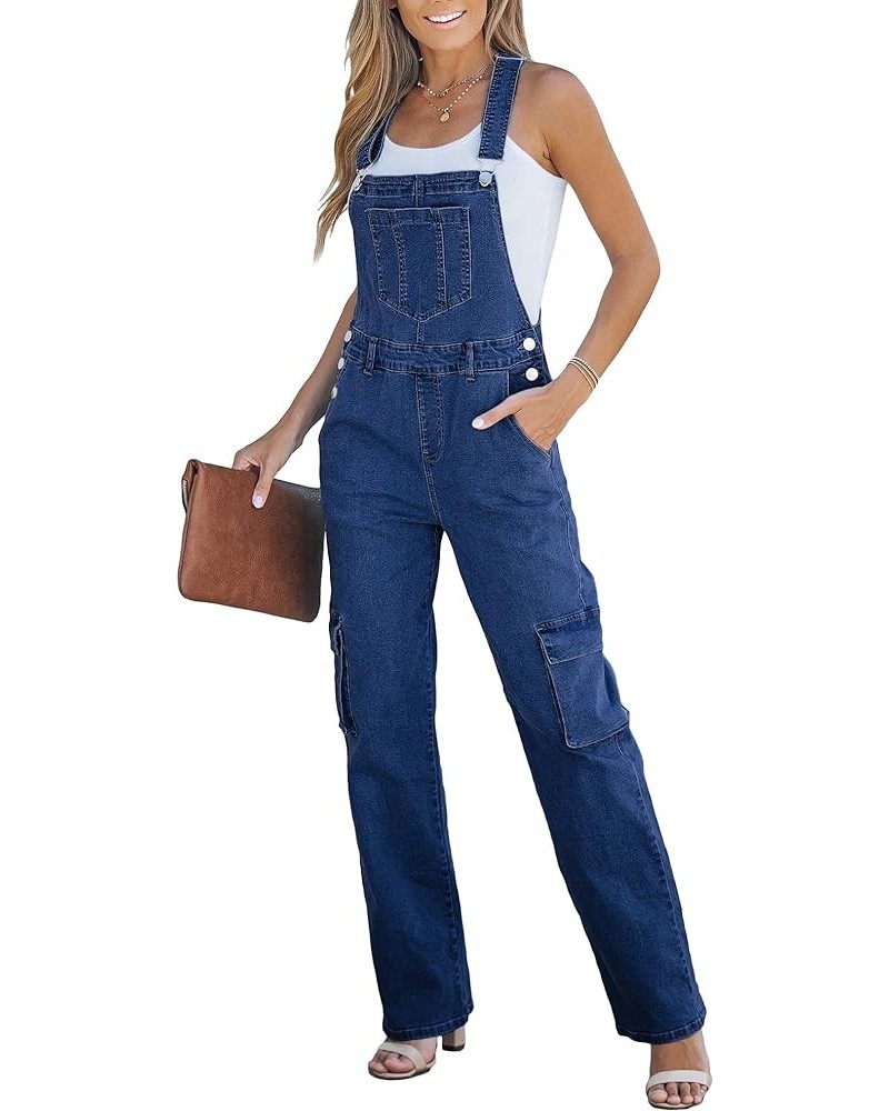 Cargo Jean Overalls for Women Wide Leg Bib Utility Stretchy Denim Jumpsuit Overall Loose 90s Trendy Bright Cobalt Blue $23.97...