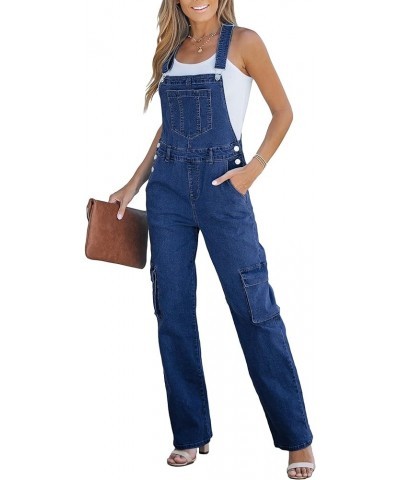 Cargo Jean Overalls for Women Wide Leg Bib Utility Stretchy Denim Jumpsuit Overall Loose 90s Trendy Bright Cobalt Blue $23.97...